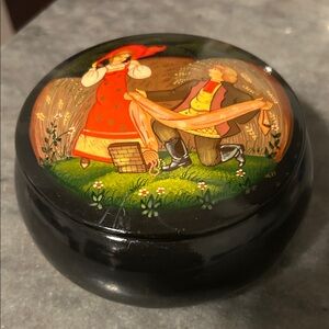 Vintage Black and Red Decorative Bowl